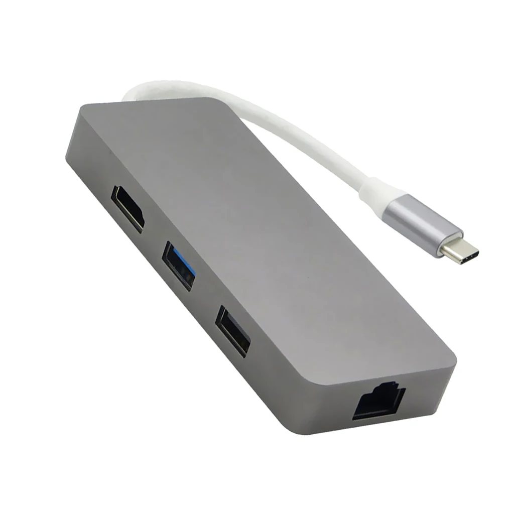 

7in1 Type C To HDMI USB3.0 Digital AV Multiport Adapter Cable Hub Grey
