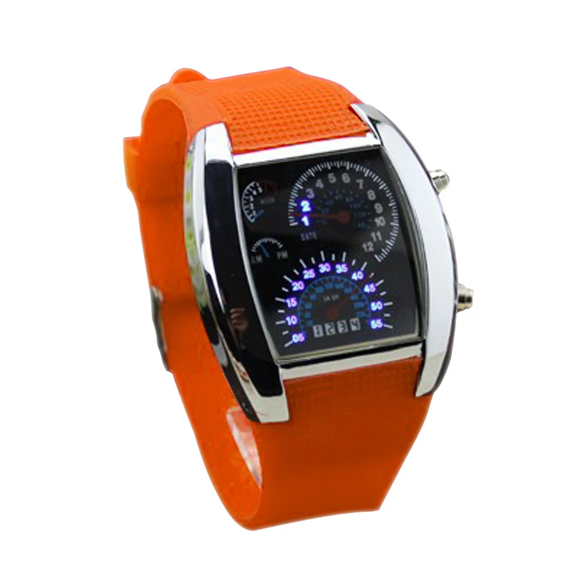 Men Military LED Backlight Digital Quartz Wristwatch Sports Watch Rubber Band Adjustable Brightness NR-shipping - Название цвета: Серый