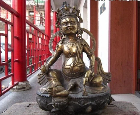 

bi001993 Tibet Buddhism Copper Bronze gild Yellow Jambhala God of wealth Buddha Statue