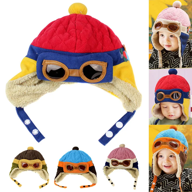 Winter Baby Ear Flap Toddler Girl Boy Kids Flight Hats Pilot Cap Warm