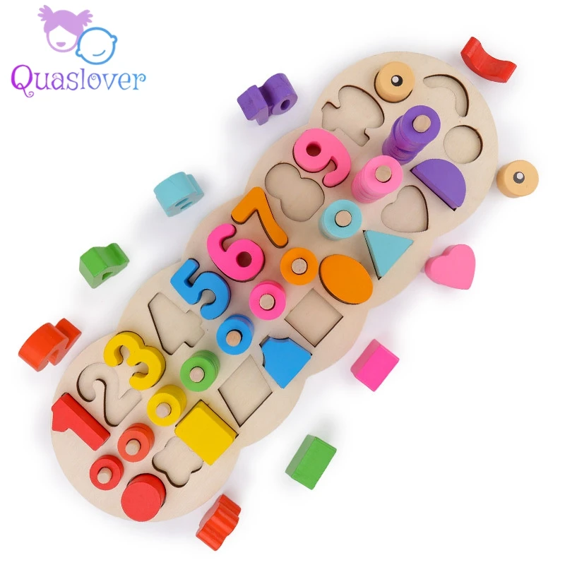 

Children Wooden Toys Montessori Materials Learn To Count Numbers Matching Digital Shape Match Early Education Teaching Math Toys