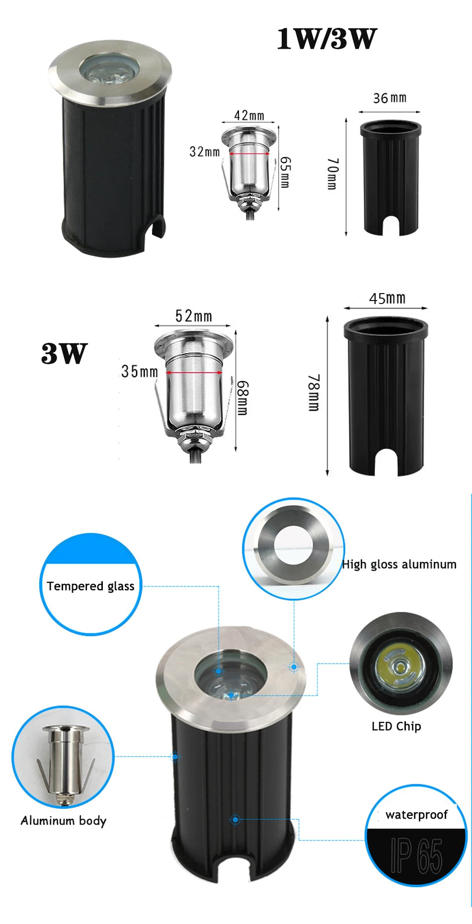 Emissor de Luz Lâmpada de Assoalho ao ar Pces Diodo Subterrânea 1 w 3 5 Cob Livre Terra Local Paisagem Jardim Quadrado Caminho Enterrado Quintal 85-265 v Dc12v 10 Luz 3 Cheap Lâmpadas subterrâneas