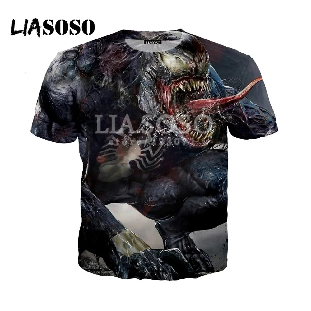 LIASOSO Новинка лета 2019 модная футболка для мужчин и женщин Веном с 3D принтом