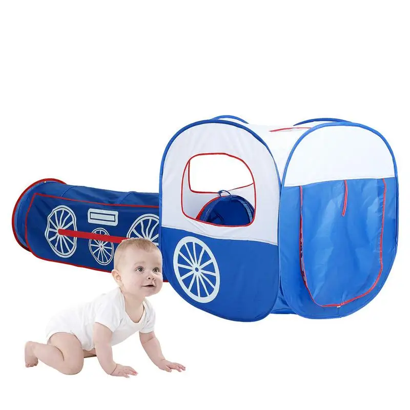 Toy Baby Tents Kids Crawling Tunnel Play Tent cartoon train House tent for children toy Holder Set for 0-3 years old