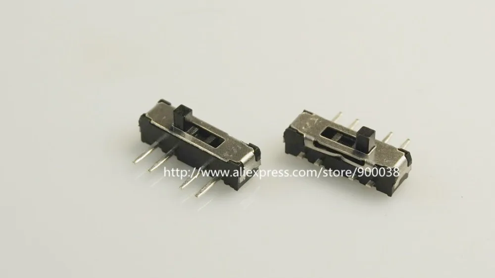 

10 pcs Miniature Slide Switch 4 Pin 1P3T SP3T ON-ON-ON Horizontal Through Hole PCB Knob 2.00mm Height