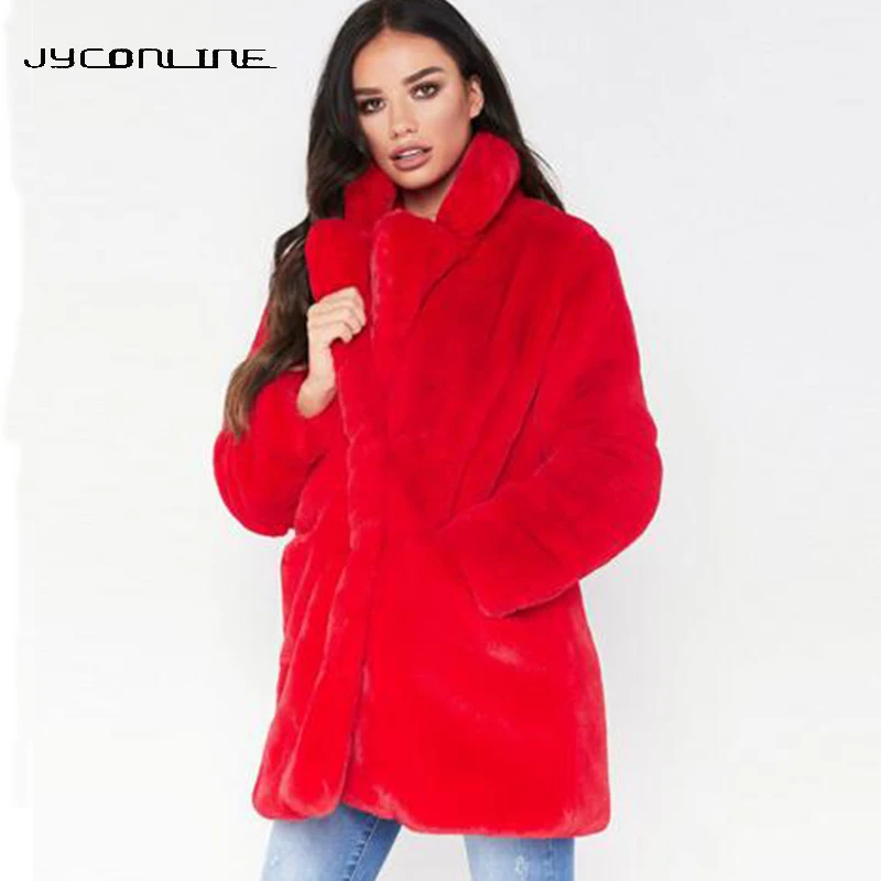 JYConline винтажное пушистое пальто из искусственного меха, женское короткое меховое пальто из искусственного меха, зимняя верхняя одежда, розовое пальто, Осеннее повседневное пальто для вечеринок