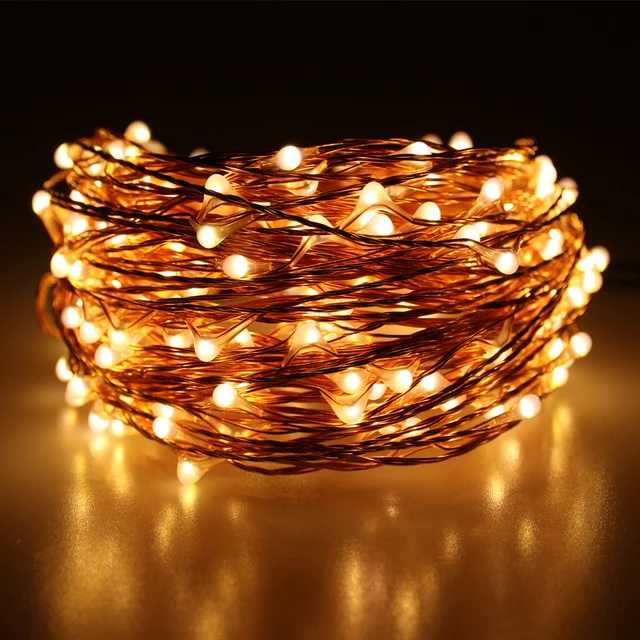 Us 17 99 20m 200 Led Outdoor Fairy Lights Warm White Copper Wire Starry String Light Power Adapter Uk Eu Au Plug In