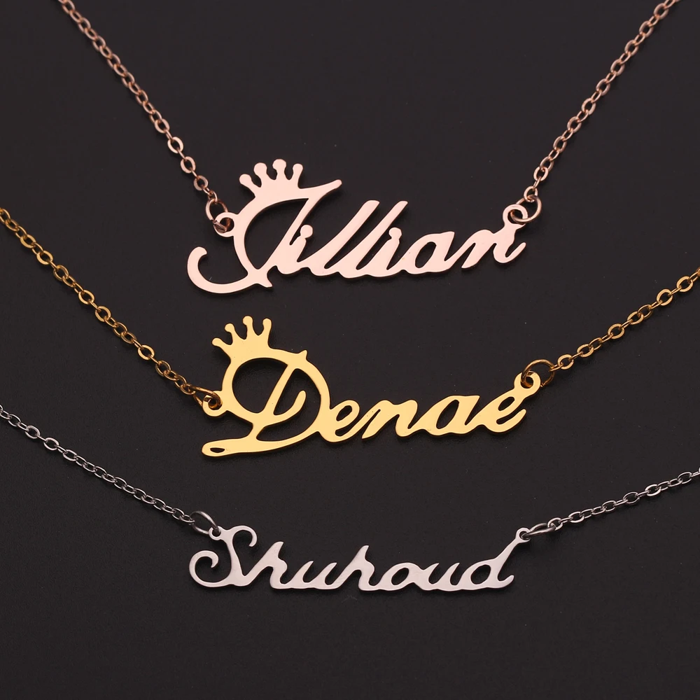 

Customized Fashion Stainless Steel Name Necklace Personalized Letter Gold Choker Necklace Pendant Nameplate Gift