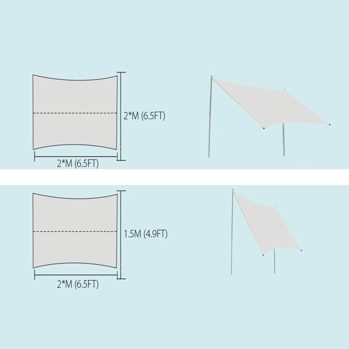 Waterproof Sun Shelter Canopy Tent Tarp Anti UV Outdoor Beach Tent Shade Camping Hammock Rain Fly Sunshade Awning 2x2M/2x1.5M