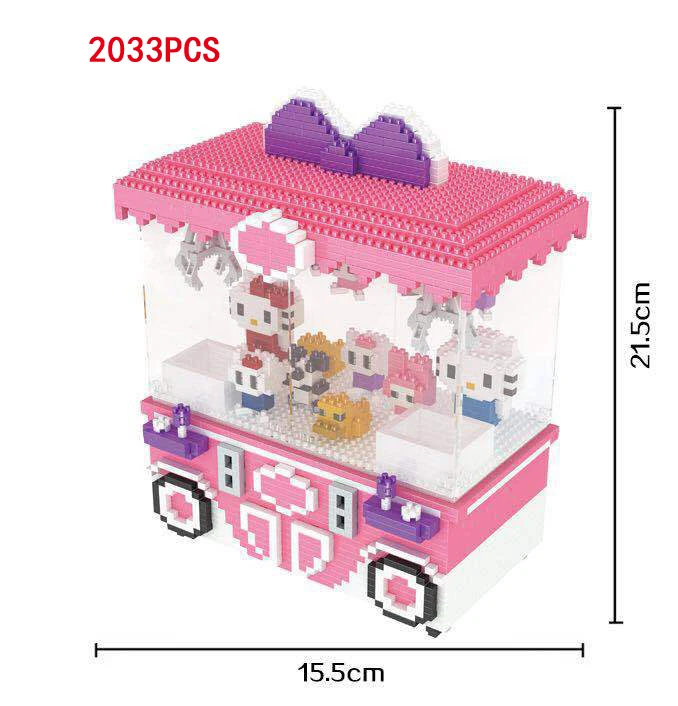 

Funny game double player UFO Catcher micro diamond building block mini claw arcade crane nanoblock kitty CAT doll bricks toys