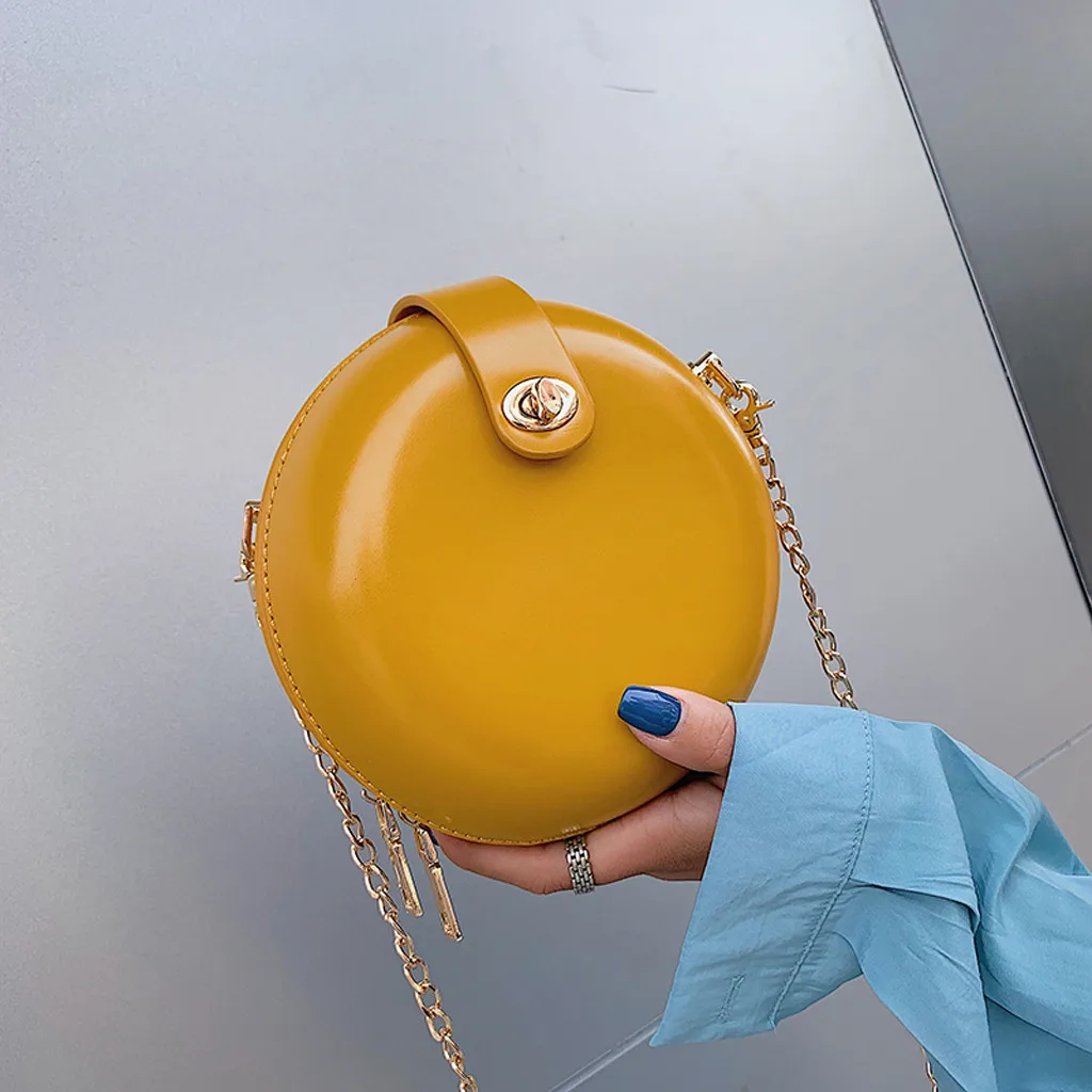 

Korea Style Cute Eggshell Pure-Colour Cover Retro Shoulder Messenger Bag Mini Circular Coin Purse Yellow Bag Bolsa Feminina