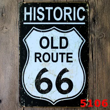 

Black OLD ROUTE 66 USA Metal Plaque Vintage Style Wall Sticker PUB House Metal Painting Tin Sign 20*30CM