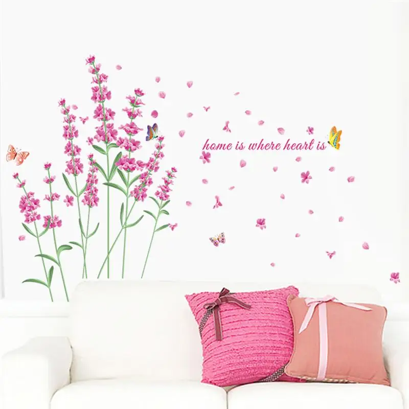 И прекрасное бледно-лиловый цветные наклейки на стену декоративные наклейки для дома Свадебная вечеринка гостиная спальня, Фреска, рисунок плакат «сделай сам» Подарки для девочек
