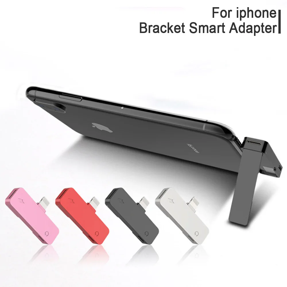

2 in 1 Charging Lighting Bracket Adapter Earphone Audio AUX Splitter Connector For iphone X 8 7 Plus XS MAX IOS 11 12 Converter