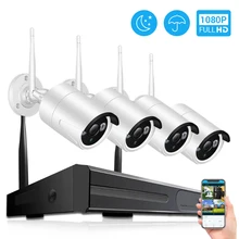 Hamrolte 4CH 1080P CCTV Беспроводная система 1080P IR Bullet Водонепроницаемая wi-fi-камера для использования на улице комплект видеонаблюдения Обнаружение движения