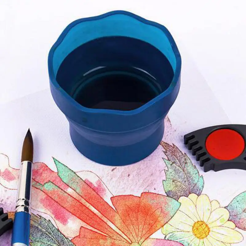 

Scalable Paint Brushes Washing Barrel Watercolor Pen Wash Pen Holder Portable Water Cup Bucket Painting Art Supplies