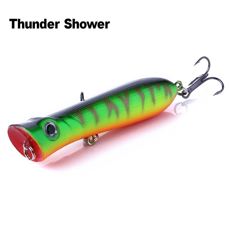 

ThunderShower 1pcs Popper Wobbler Fishing Lure With Treble Hooks 8cm 11.5g Floating Crankbait