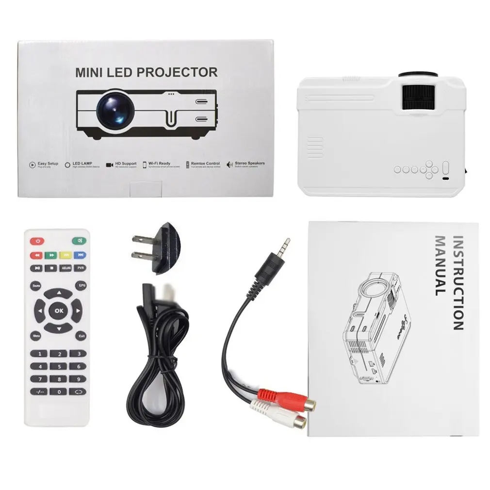

RD812 Mini LED Wireless WiFi Projector with Sync Cable 3D LCD Screen Multi Screen HDMI VGA USB Video Home Theater US Plug
