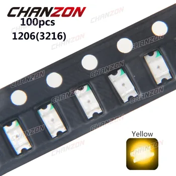 

100pcs SMD 1206 (3216) Yellow SMT Surface Mount LED Chip Ultra Bright Light Emitting Diode Lamp Electronics Components for PCB
