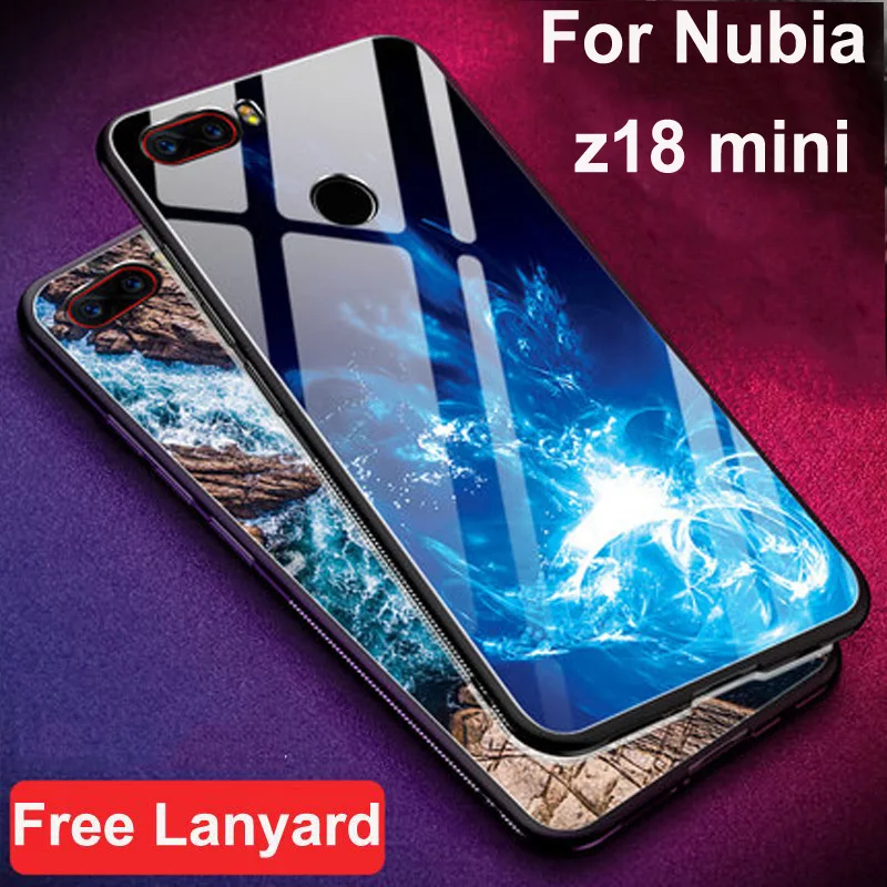 Чехол для Nubia z18 mini Glass Back Hard чехол Nubiaz18mini z 18 Coque закаленное стекло + Мягкий