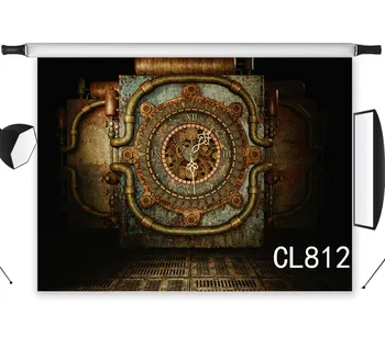 

LB Polyester & Vinyl Rusty Mechanical Clock Steampunk Style Gear Backgrounds For Photo Studio Photography Magic Backdrops Child