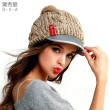 Hat female winter autumn and winter knitted hat ear cap male thermal knitted hat