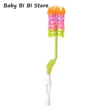 Радужная 360 Вращение силиконовая детская молочная щетка для бутылочки для кормления инструмент для чистки сосков