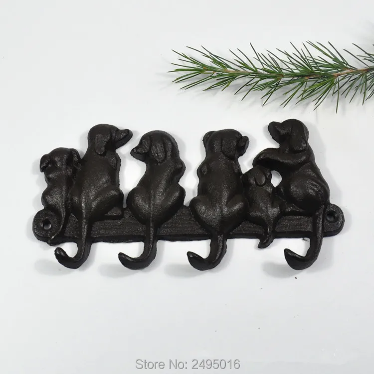 

Cast Iron Dog Key Holder for Wall/Dog Key Hook/Rack. Perfect for Dog leashes, Keys. Decorative Dog Tail Hanger