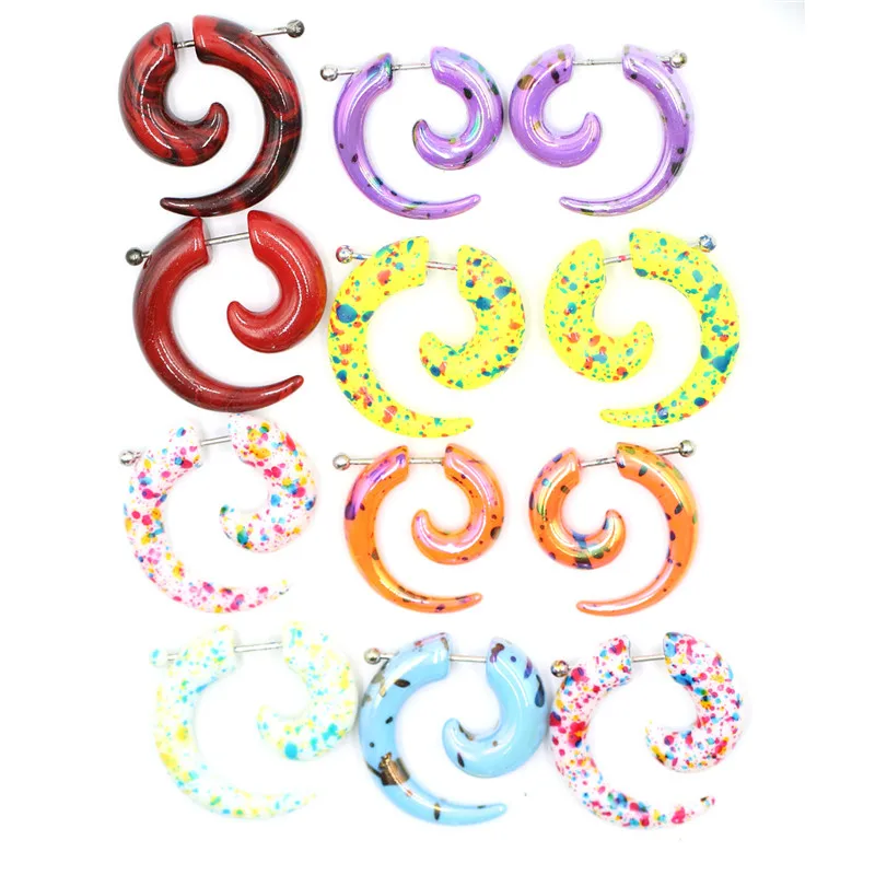 2PCS/lot Tunnel and Plug Fake Piercings Acrylic Spiral Ear Piercing Stretchers Expander Cartilage Plugs Body Sexy Jewelry