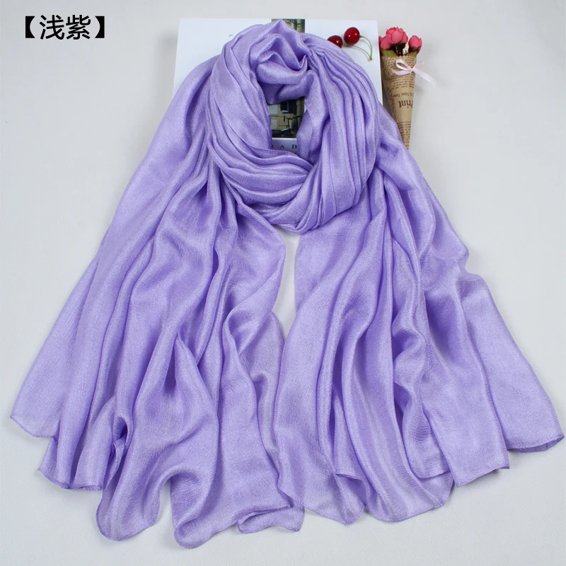 Летний Шелковый шарф для женщин, льняные шали, пляжный хиджаб, мусульманские шарфы/шарф YM001 - Цвет: Shallow purple
