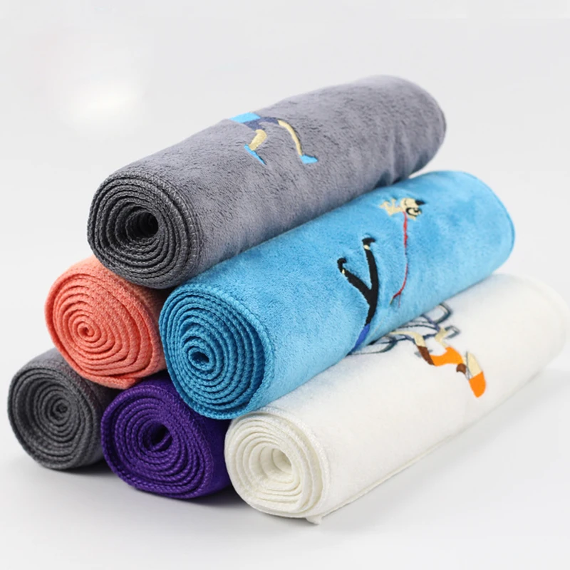 

Sports Quick Dry Towels Blue Purple Embroidered Sporty Person Lengthened 25*110cm Fitness Towel Self-use Bathroom BD23A