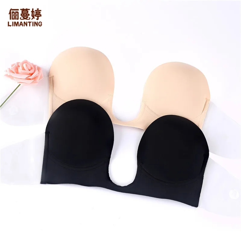 The new silicone bra burst deep U bra gather a piece of sexy underwear