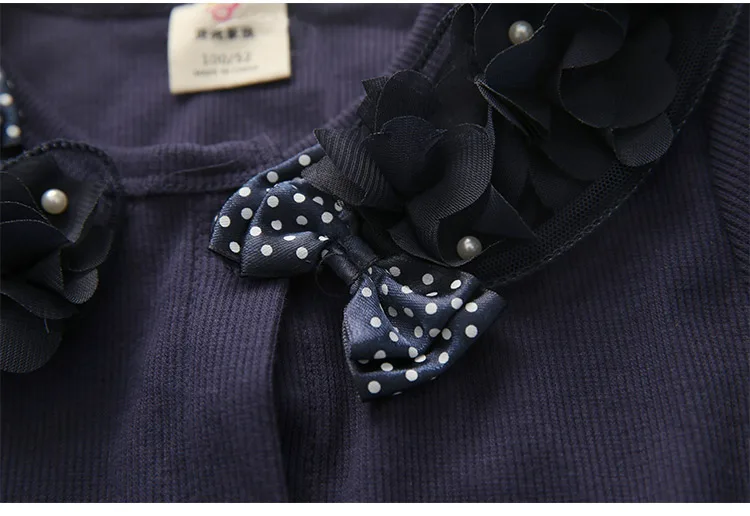 2018 Spring and Autumn Bow Decoration Baby Child Girl Lace Patchwork Pure White and Blue Long-Sleeve Cardigan Top Outerwear (18)