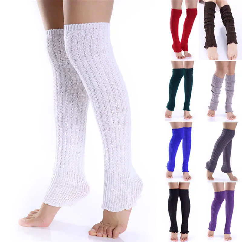 

Fashion 1pair Popular Hemp Flowers Knitting Step Foot Winter Warm Stocking Leg Warmers Woman Long Stockings