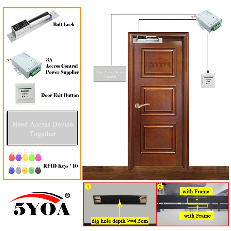 Система контроля доступа RFID отпечаток пальца умный дверной замок Безопасный Комплект Электронный Открыватель ворот домашний гараж цифровой набор электро магнитный - Цвет: 2-SetBlt