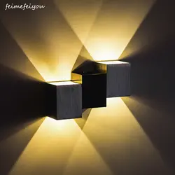 Feimefeiyou lamparas светодиодный современный краткое Cube Up & Down свет установлены 2 Вт 6 Вт светодиодный настенный светильник для внутренней отделки