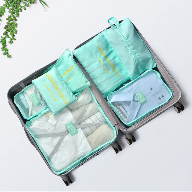 XYLOBHDG New High capacity 7pcs/set Travel Suitcase Organizer Bag Women Men Clothes Partition Arrange Storage Luggage Bags - Цвет: Light