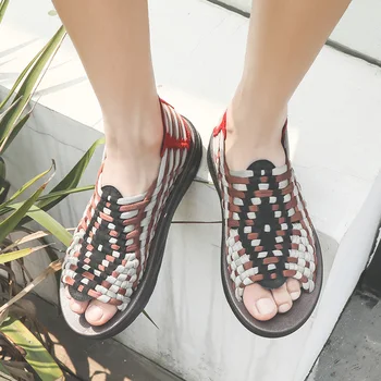 

GLAZOV New 2019 Summer Men Sandals Fashion Handmade Weaving Design Breathable Casual Beach Shoes Unique Brand Sandals For Men
