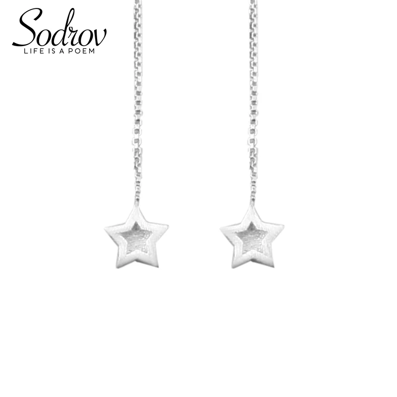 

SODROV Fashion Shiny Metal Star Earrings Bijoux Femme 925 Sterling Silver Earrings Jewelry Women's Wedding Party Earrings HE019