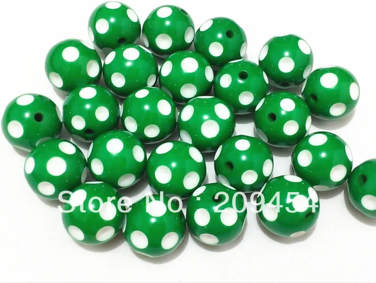 

Newest !!20mm 100pcs/lot Deep Green Polka Dot Beads,Chunky Beads For Chunky Jewellery Making