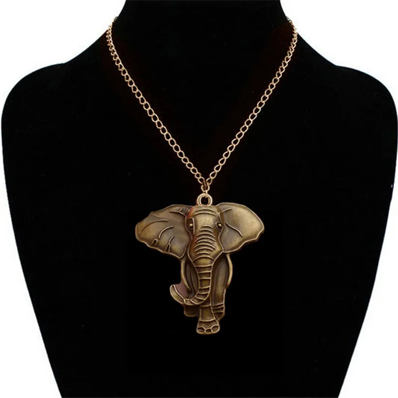 

Vintage Gold Elephant Pendant Necklace Men Retro Animal Necklaces Pendants Women Jewelry Gift Fashion Colares Femininos Bijoux