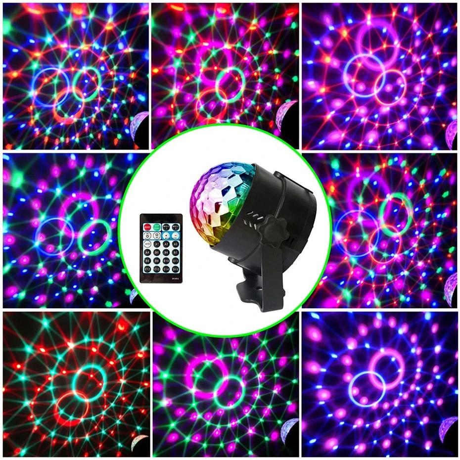 ALIEN 4 Вт 15 цветов Звук Активированный кристалл магический шар RGB светодиодные лампы для световых сценических эффектов вечерние DJ диско лампа с пультом дистанционного управления