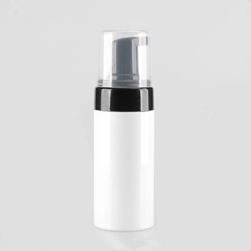 10pcs/lot Empty 100ml PET Frosted Face Cleanser Foam Mousse Bottle Press Style Shampoo Soap Hand Washing Refillable Bottles - Color: white