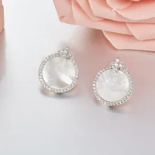 SLJELY, модный бренд, дизайн, настоящее 925 пробы, серебро, круглый корпус, микро кубический циркон, CZ звезда, серьги-гвоздики, для женщин, вечерние, ювелирное изделие