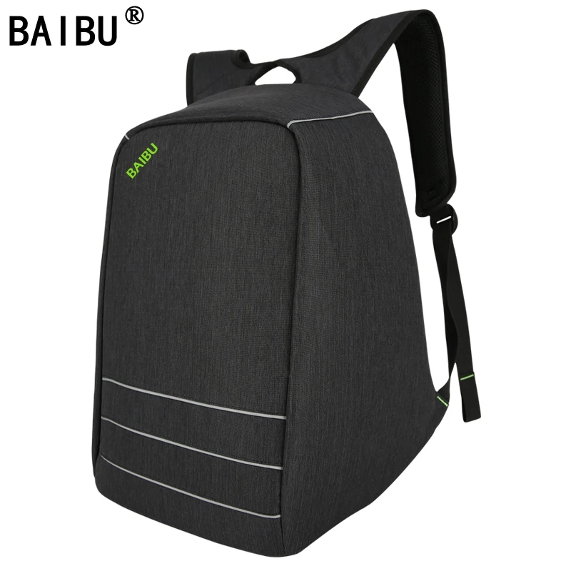 

BAIBU Men Canvas Anti Theft With Usb Charging Laptop Business Unisex Knapsack Shoulder Waterproof Women Travel Bag