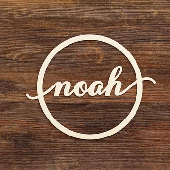 

Wall Hanging Custom Circle Wreath Name Baby Shower Wedding Birthdays Party Decoration Wood Name Sign Christmas Events Decoration
