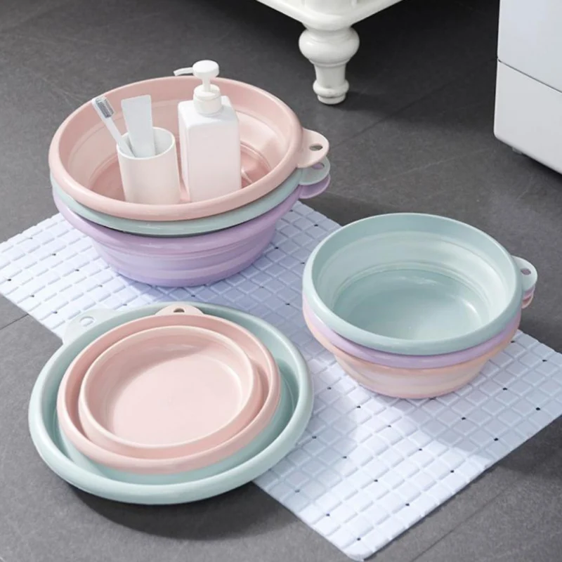 

Portable Foldable Basins Washbasin Handles Dish Pan Collapsible Camping Travel Box Household Merchandises