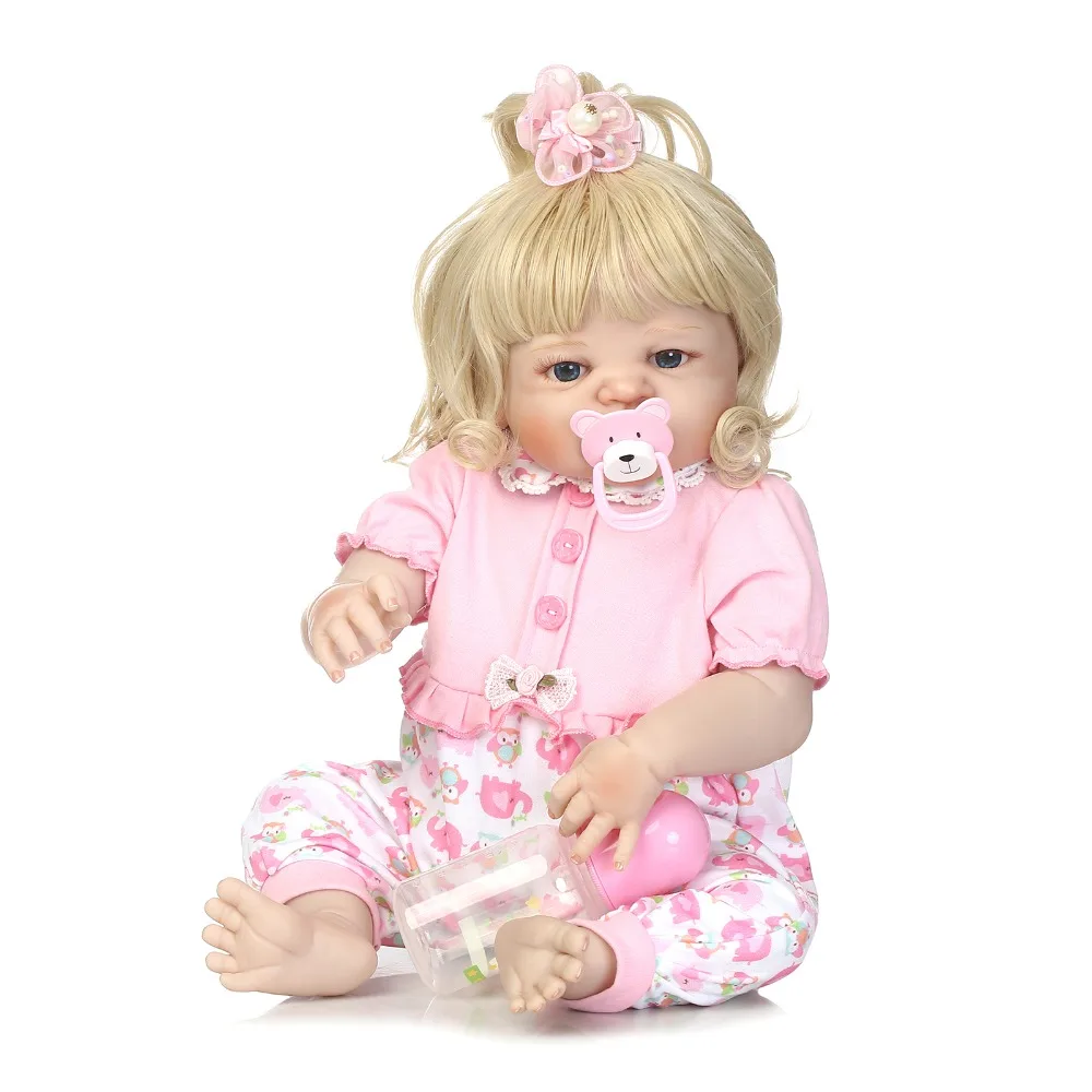 

23inch Full silicone reborn baby dolls Toy Baby-Reborn lifelike babies toys vinyl newborn bathe princess toddler Brinquedos toy