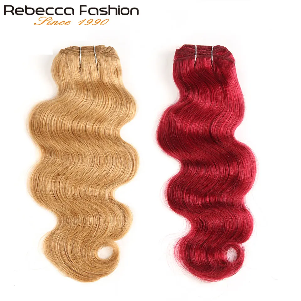 

Rebecca Brazilian Human Hair Body Wave 1Pcs Only Colorul Hair Red Honey Blonde Burgundy Brown 99J Remy Human Hair Extension