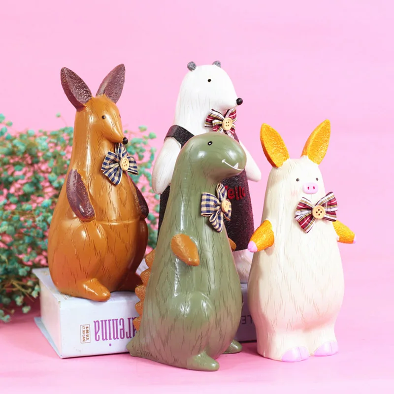Zakka Creative Cartoon Animal Piggy Bank Resin Craft Money Box New Year'S Gift Coin Household Living Room Desktop Decoration | Дом и сад